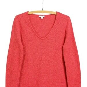 J.Jill Sweater Womens S M Orange Cotton Blend V-Neck Long Sleeve Knit Tunic